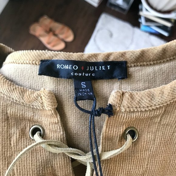 ✨ NWT Camel Corduroy Lace Up Tassel Dress - Picture 10 of 11